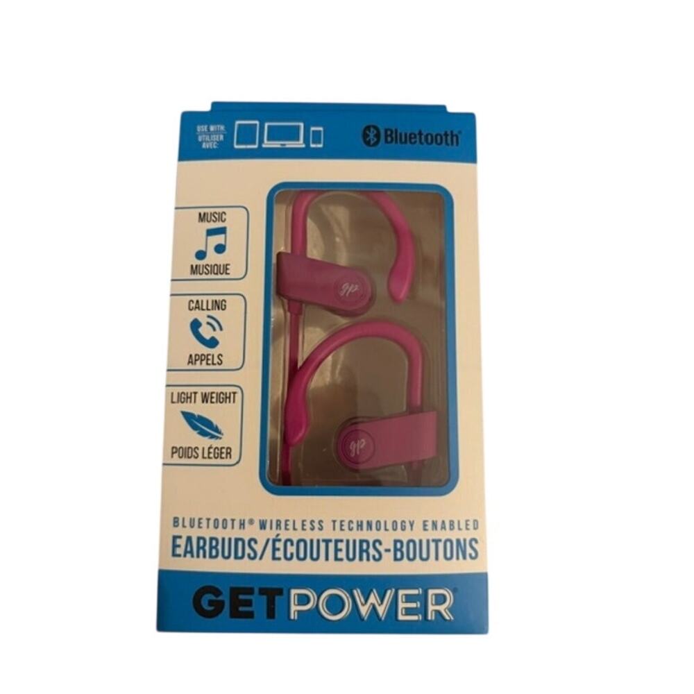 Bluetooth Sport Earbuds Wireless Earphones Over Ear Headphones with Mic Pink New